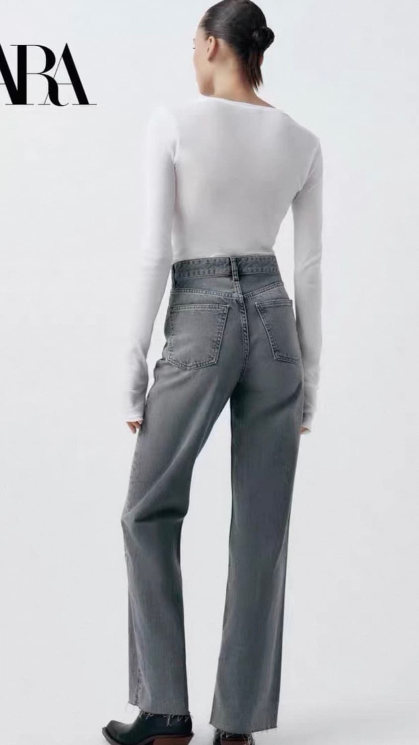 택O,28사이즈) 자라 와이드레그 하이웨이스트 진  스트레이트핏청바지 상품이미지3