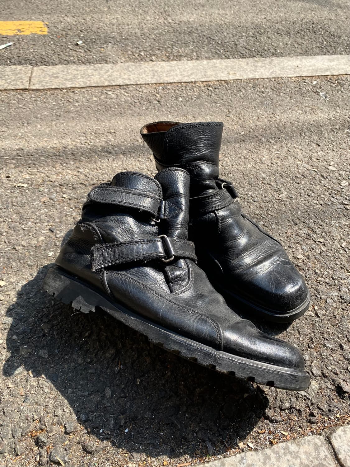 Double strap Black Leather High Boots 상품이미지2