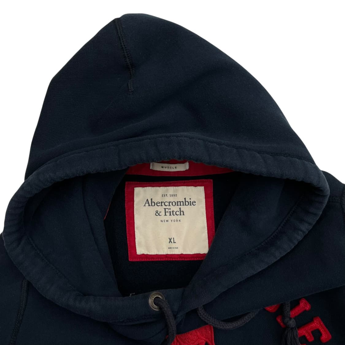 아베크롬비 레드 패치로고 네이비 후드 XL 상품이미지6