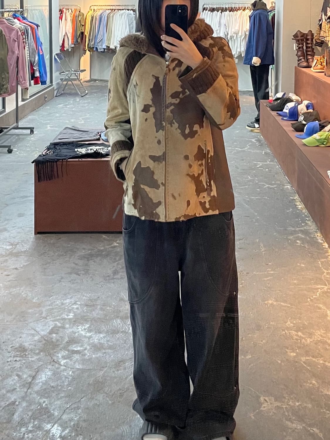 빈티지 Y2K 송치가죽 후디자켓 H1226 상품이미지1