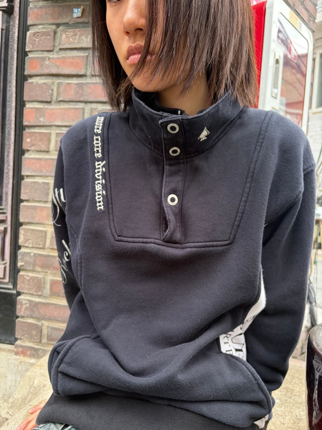 MCD 하이넥 버튼 업 그래픽 스웨트셔츠 L 상품이미지7