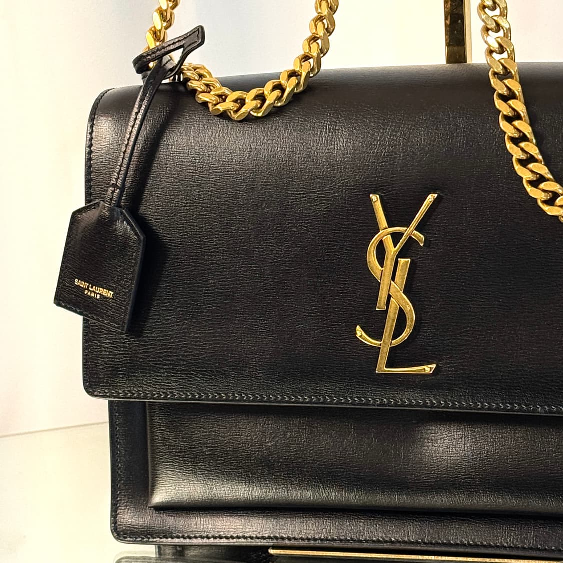입생로랑 선셋백 라지 체인백 블랙 골드 금장 상품이미지5