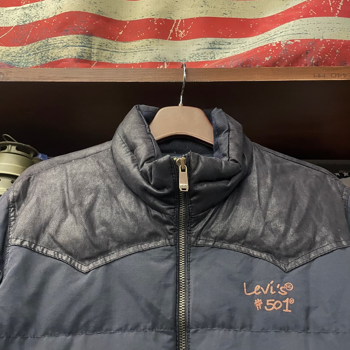리바이스 501 덕 다운 레더 패치 푸퍼 패딩 자켓 N61 상품이미지3