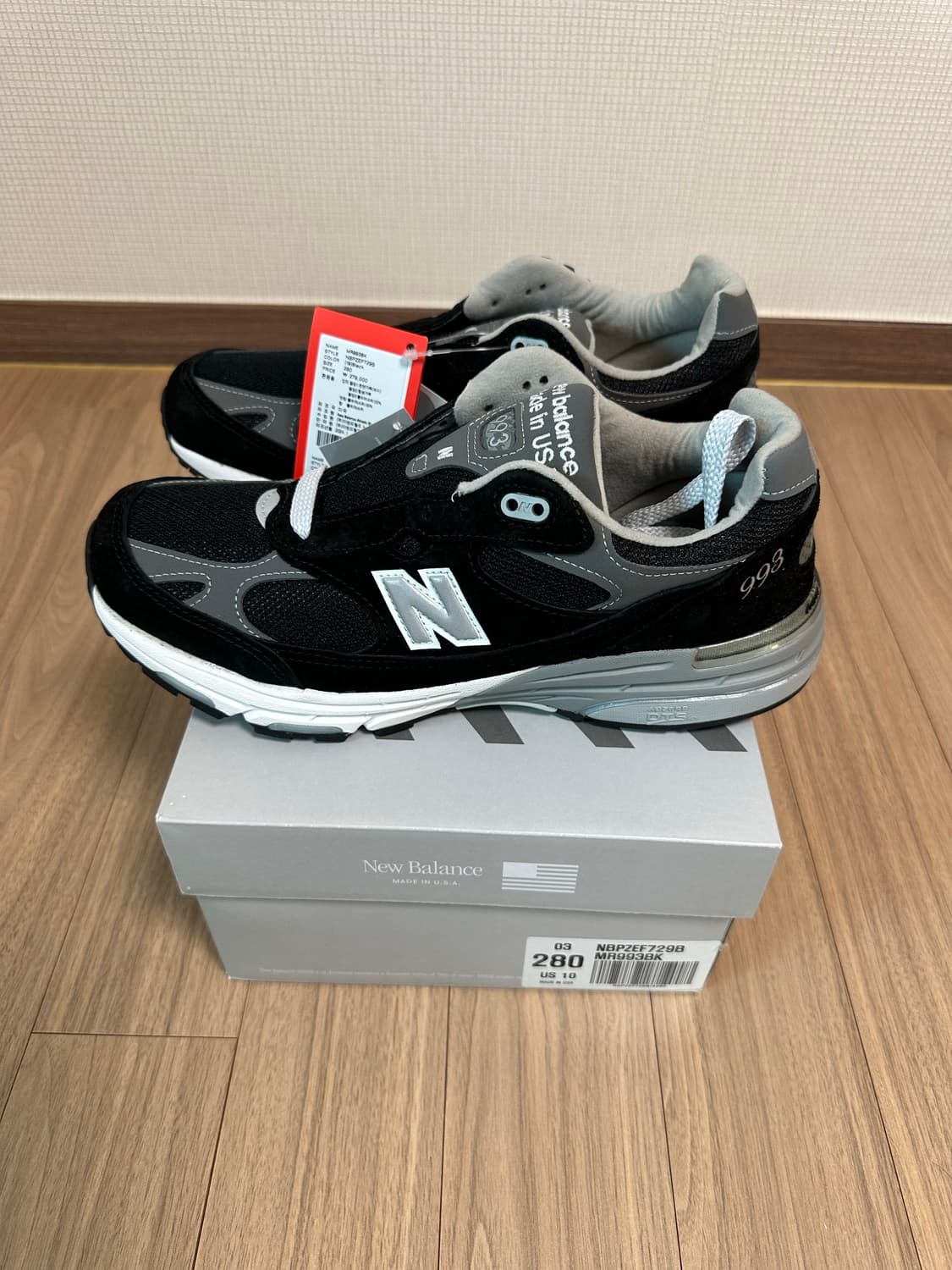 280 뉴발란스 993 블랙 발볼 D  스탠다드 상품이미지2