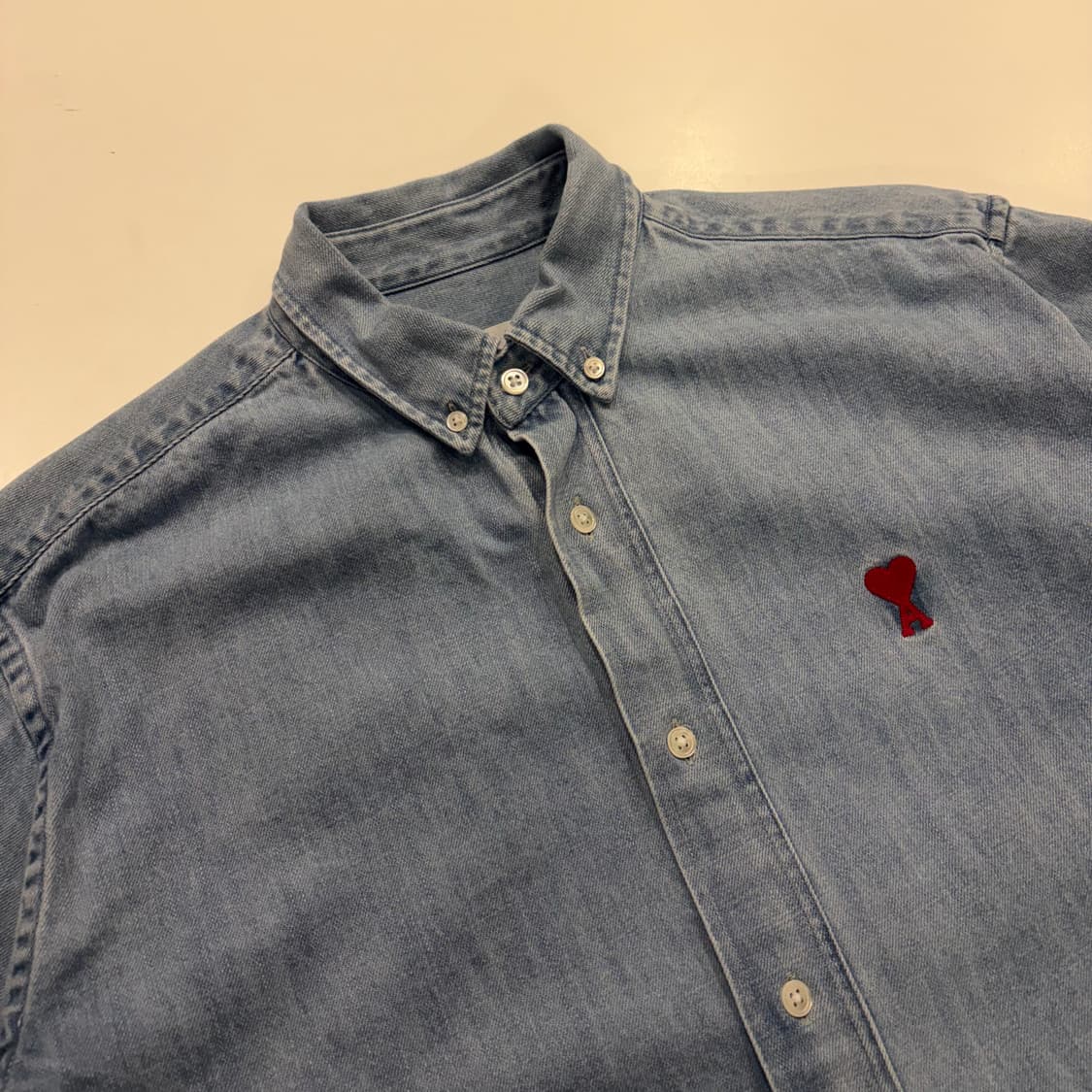 [XL] 아미 스몰 하트 데님 셔츠 청 C282 상품이미지3