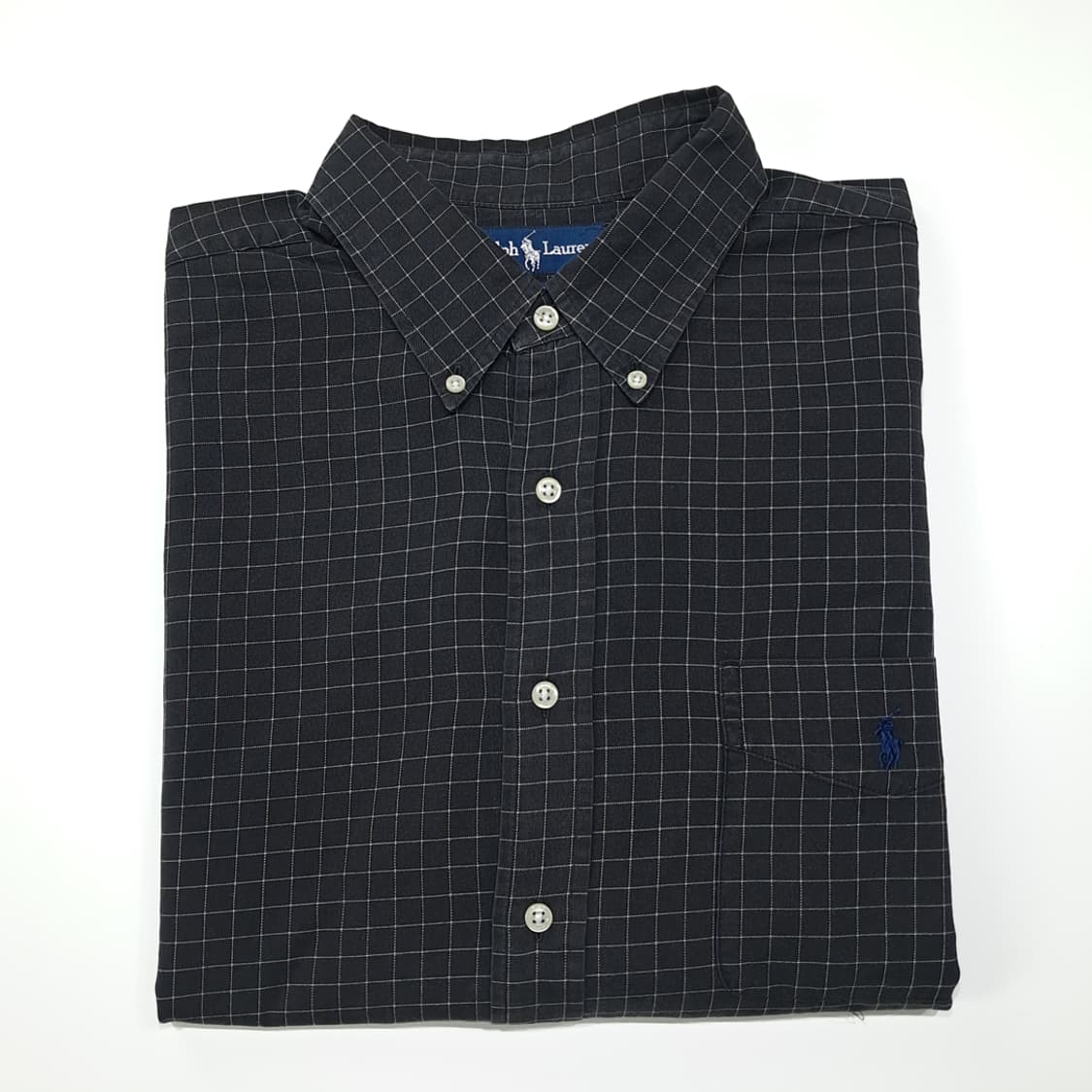 CL659 XL 폴로 90s 블랙 스몰 체크 다크그레이 셔츠 남방 상품이미지7