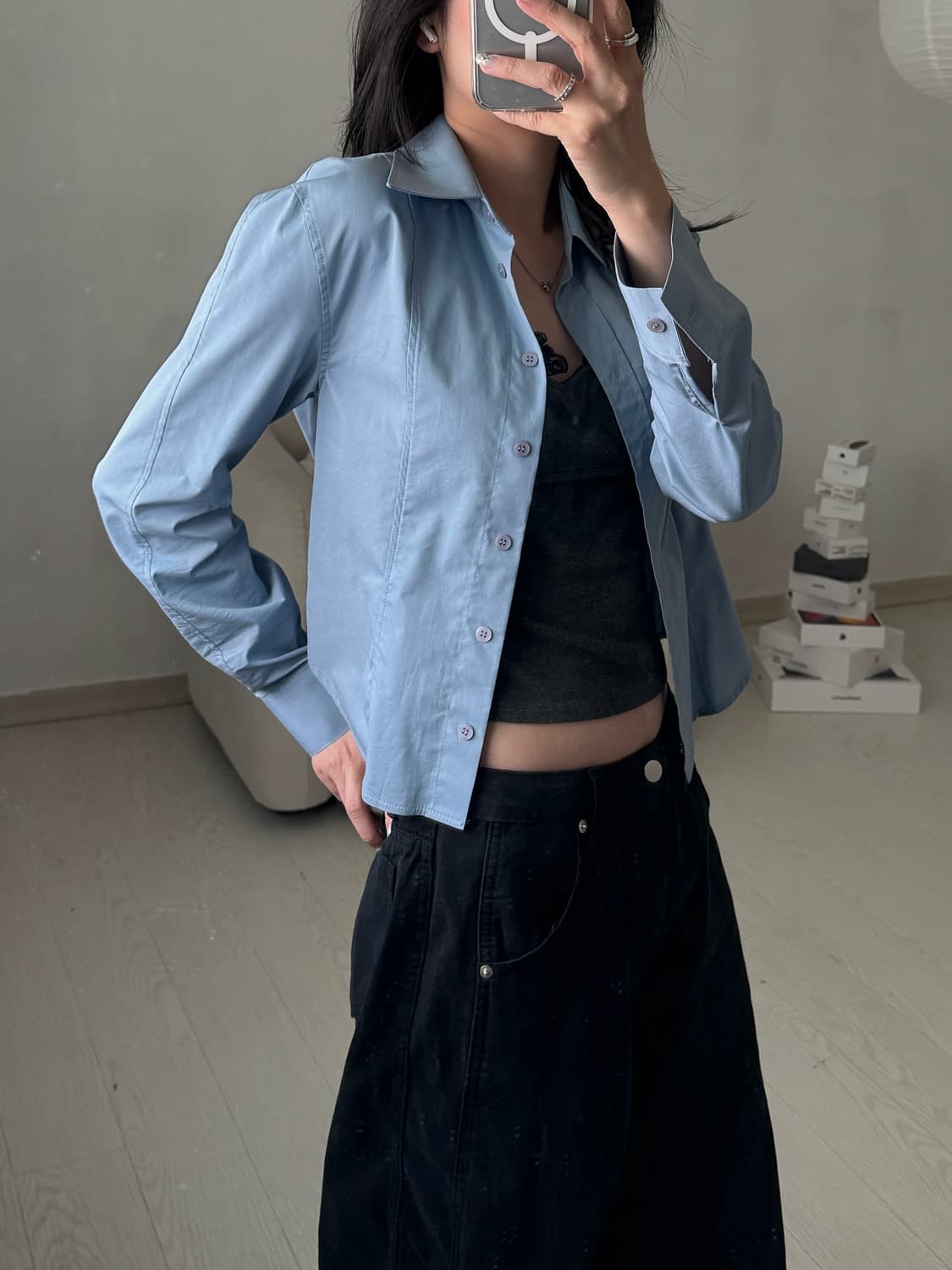 크롭 셔츠 상품이미지1