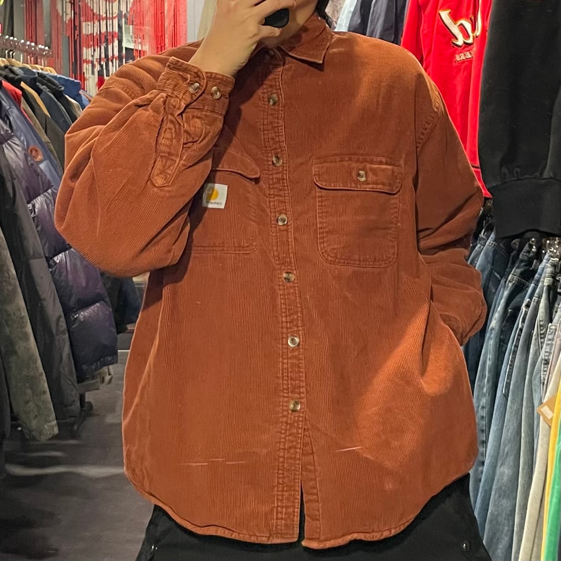 [IM] carhartt 칼하트 오렌지 코랄 코듀로이 긴팔셔츠 상품이미지7