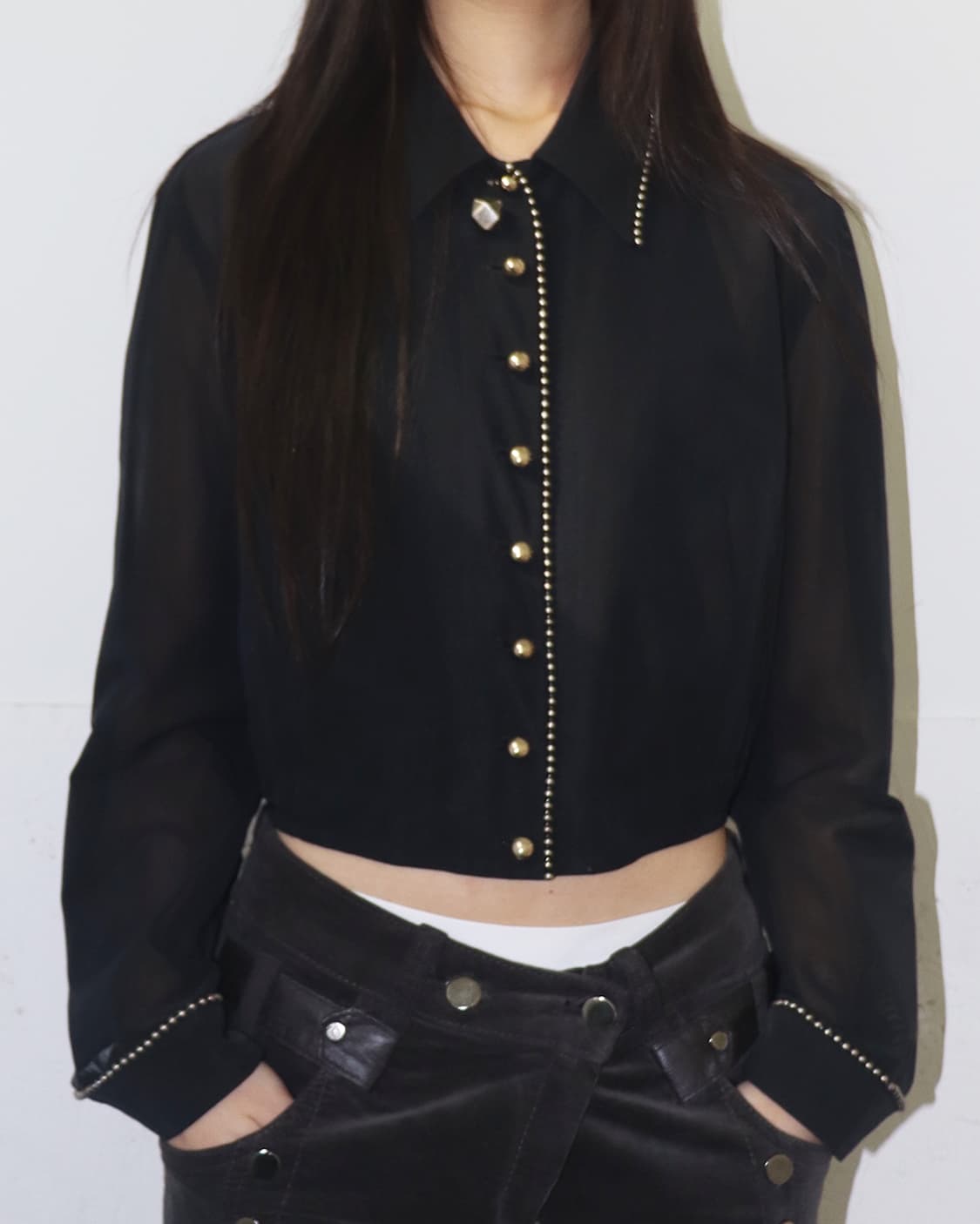 헬무트 랭 초기 90s 스터드 디테일 시어 자켓 상품이미지3