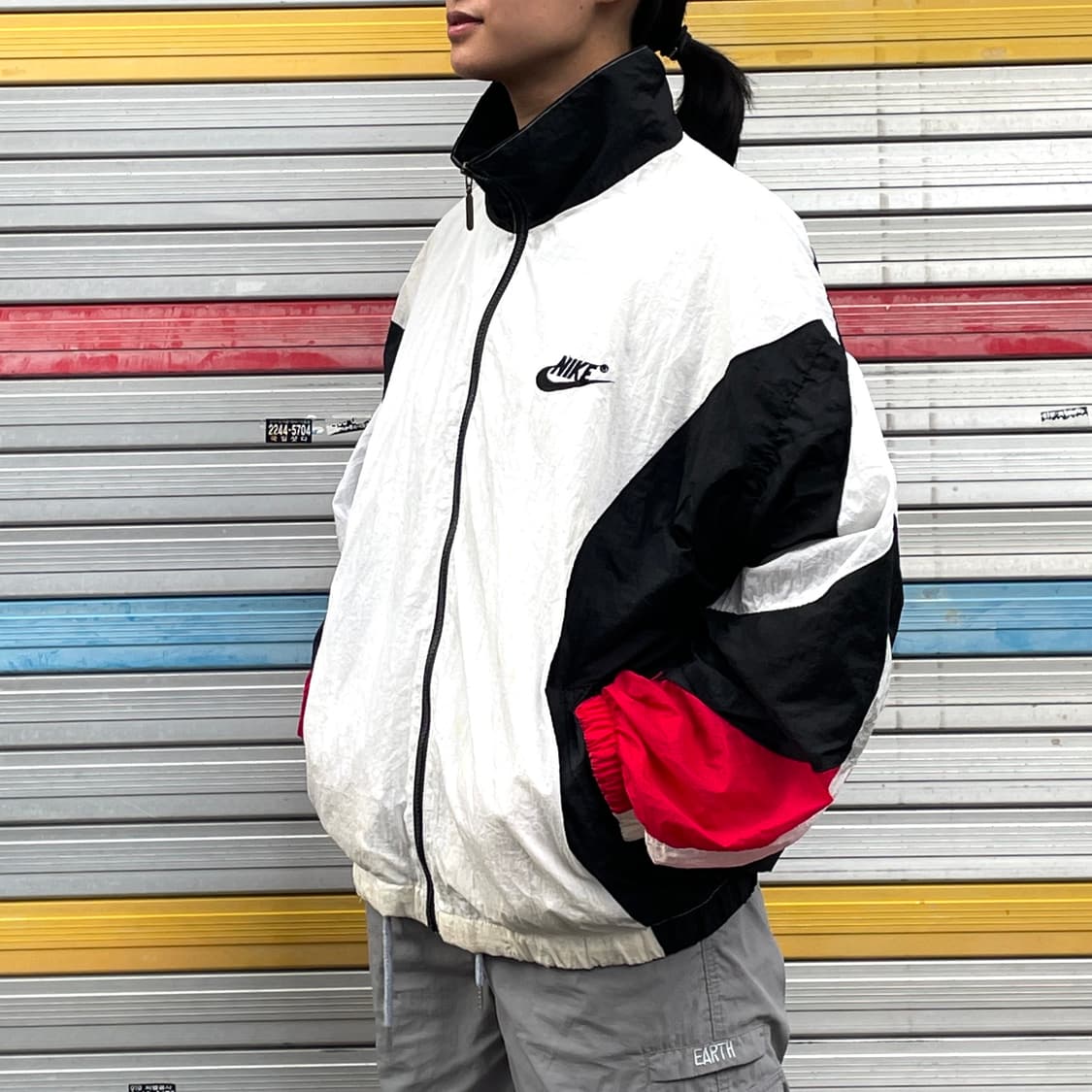 90s 나이키 매쉬 빅로고 오버핏 트랙자켓 올드스쿨 바람막이 L XL 상품이미지3