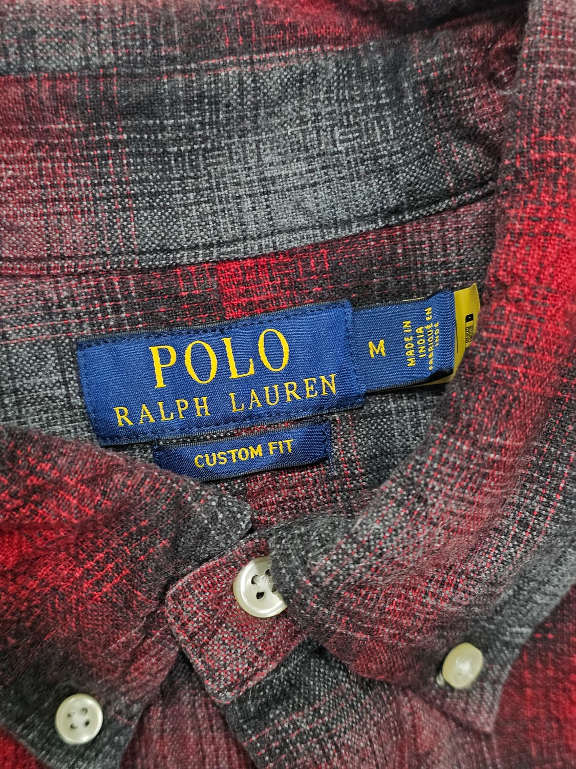 [M] 폴로 랄프로렌 레드/그레이 멀티 체크 코튼 커스텀 핏 셔츠 상품이미지5