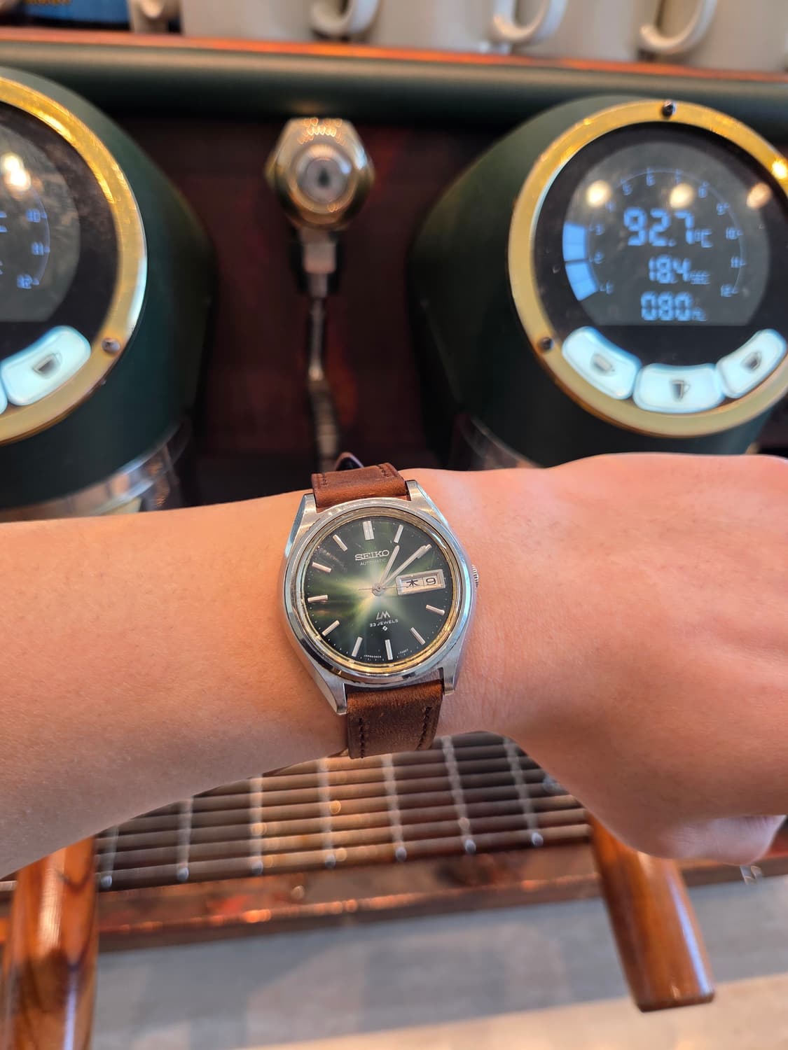 [희귀]세이코LM 로드매틱 5606-7071 녹판 + 신품 소가죽 스트랩 상품이미지6