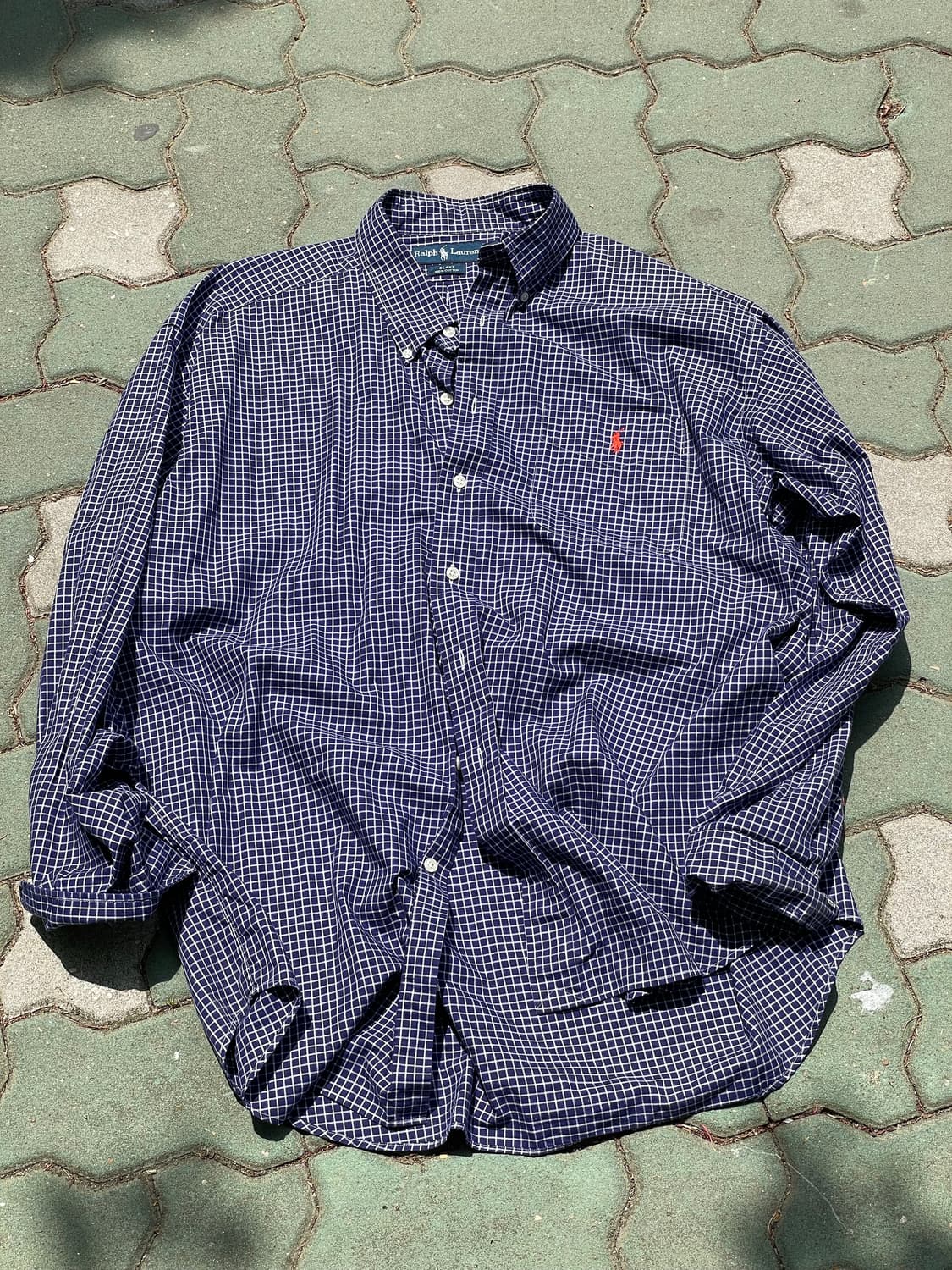 빈티지 폴로 블레이크 체크셔츠 네이비 xl 상품이미지4
