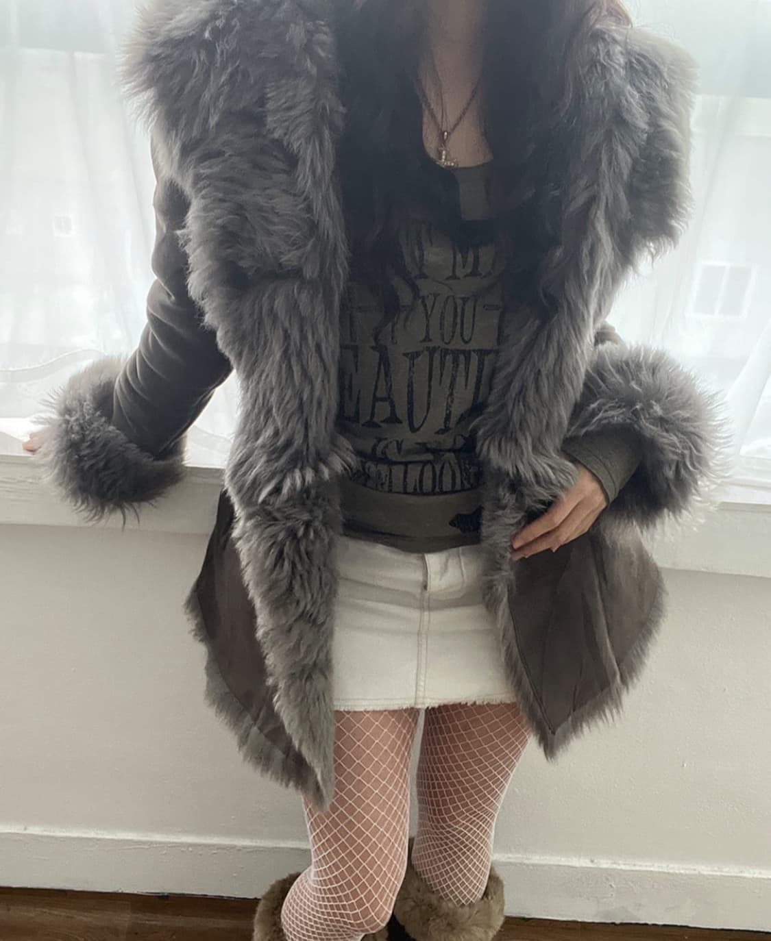 Sheep Skin Long Mustang Grey 상품이미지1