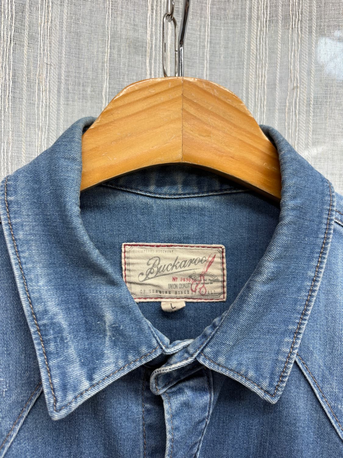 Buckaroo 버커루 빈티지 라이트워시 웨스턴 데님 셔츠 Size: L 상품이미지4