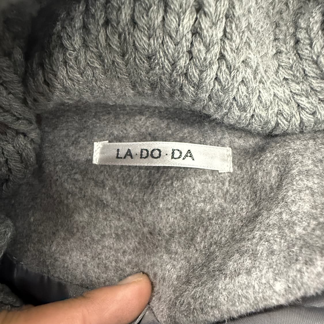 RA DO DA 니트 후드 배색 그레이 코트 상품이미지6