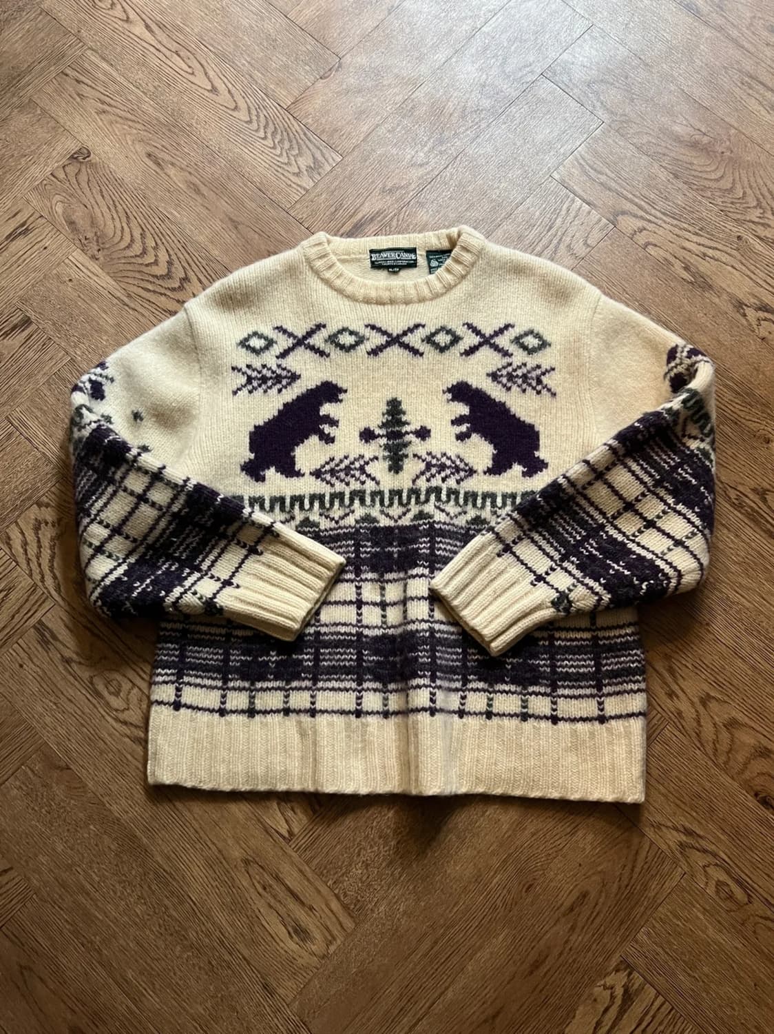 [XL]90's USA 빈티지 폴라베어 패턴 울 스웨터 상품이미지1