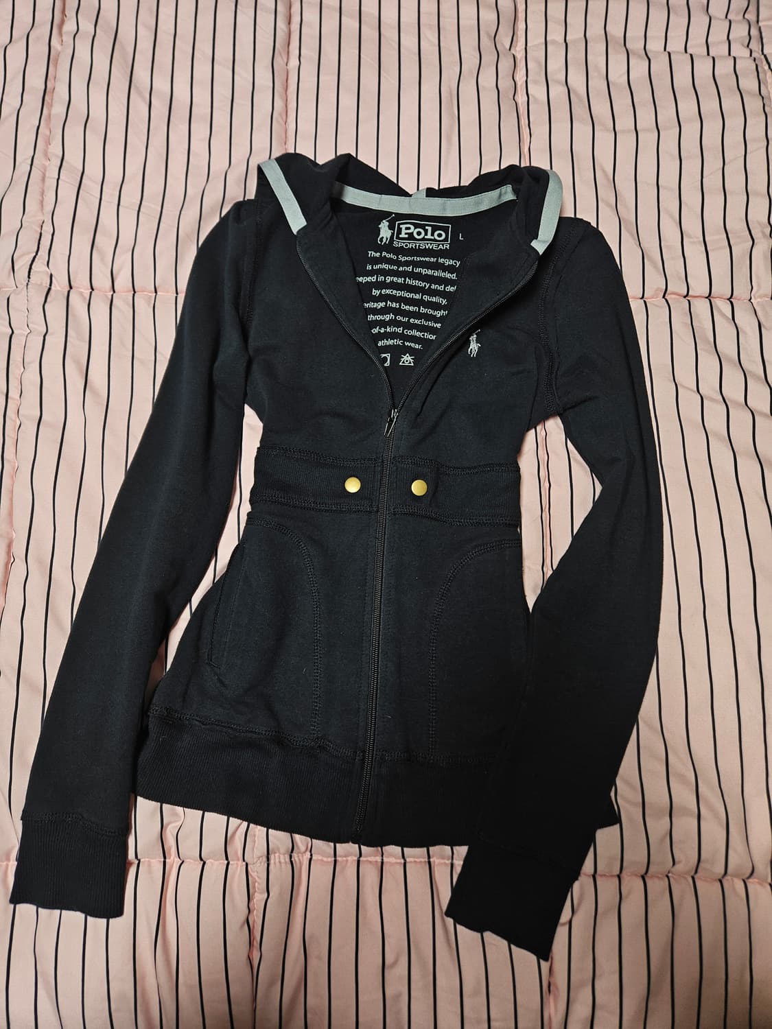 폴로 랄프로렌 슬림핏 후드집업 블랙 딱붙핏 여리핏 상품이미지1