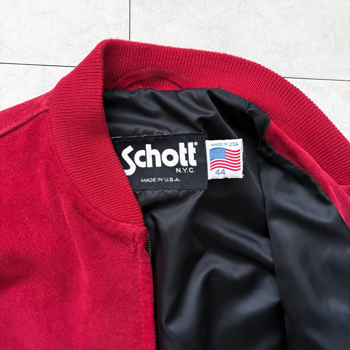 VINTAGE 90-00s 쇼트 스웨이드 레더 블루종 상품이미지4