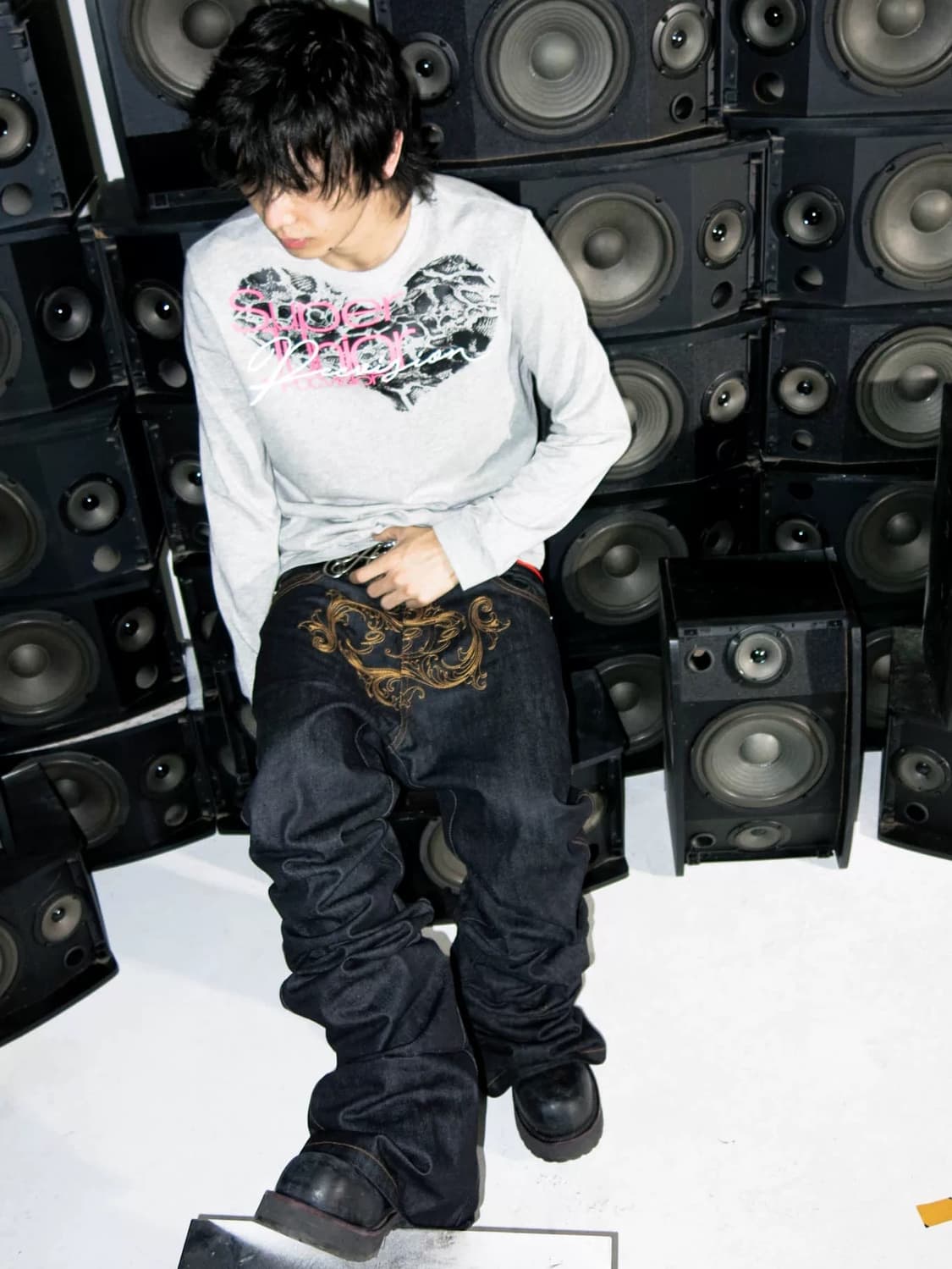 그래픽 워싱 데님 팬츠 상품이미지1