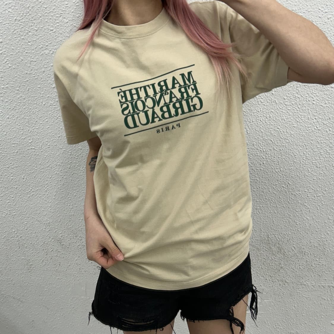 마리떼 프랑소와 저버 딥그린 로고 베이지 반팔 M 상품이미지1
