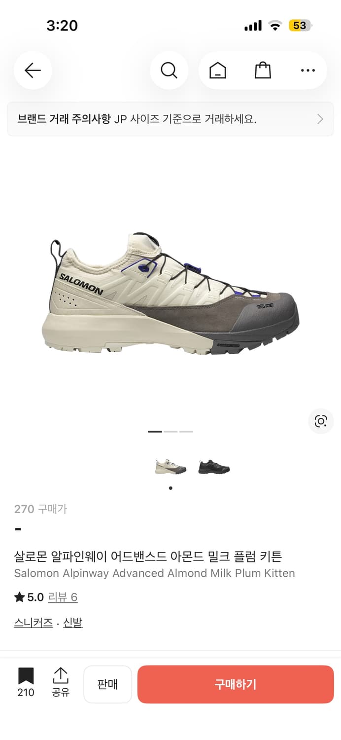 살로몬 알파인웨이 어드밴스드 아몬드 밀크 270 상품이미지1