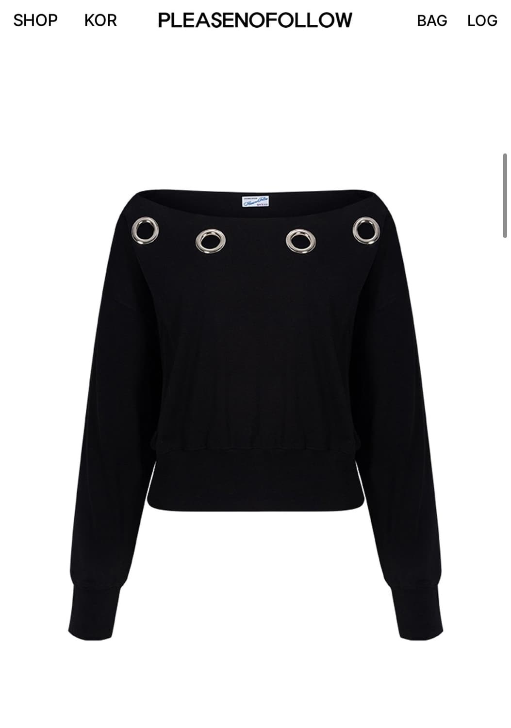 플리즈노팔로우) Kealy Eyelet Off-Shoulder BK F 상품이미지1