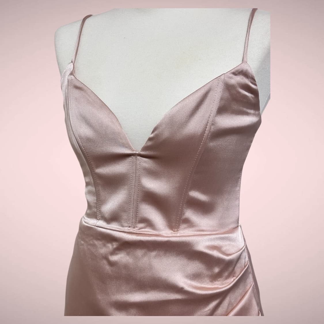 (착샷O) 자라 누드핑크 새틴 슬리브리스 미니 원피스 상품이미지3