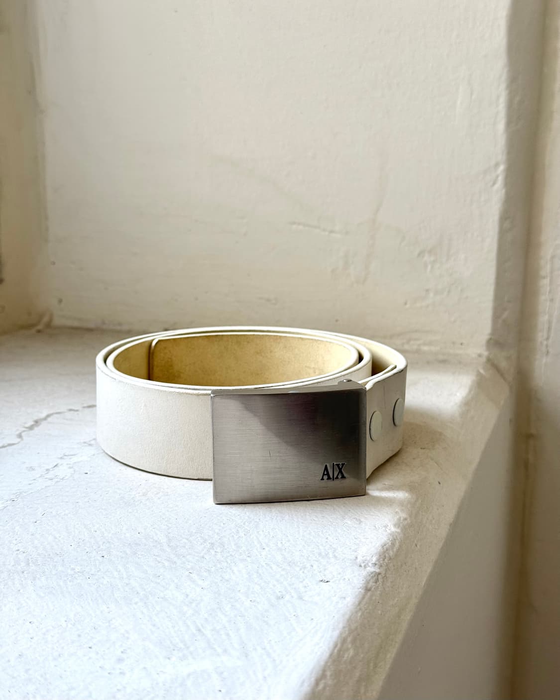 아르마니 익스체인지 화이트 리얼레더 벨트 상품이미지1