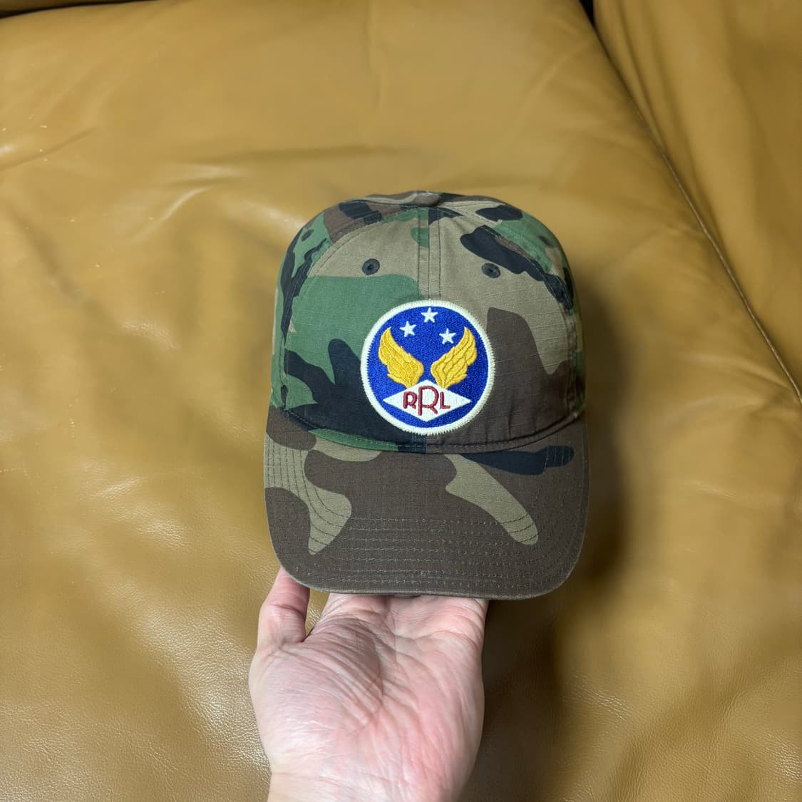 RRL 더블알엘 랄프로렌 폴로 윙로고 6패널 볼캡 모자 우드랜드 카모 상품이미지2