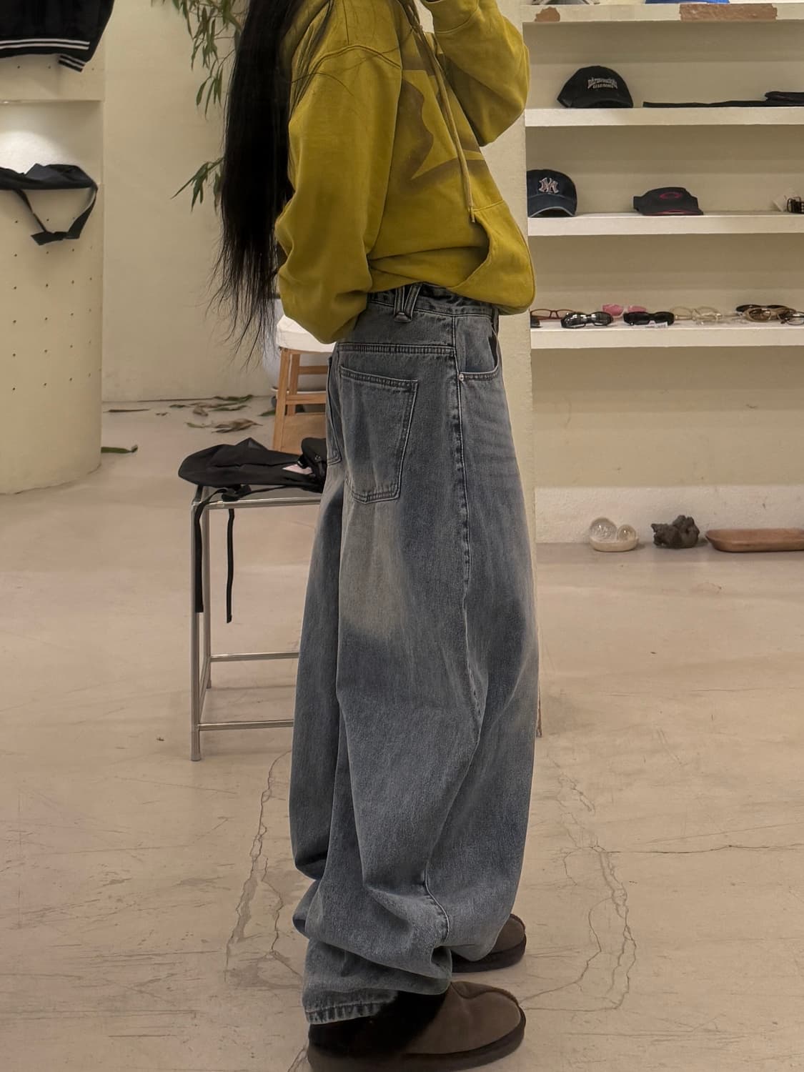 투톤 워시드 벌룬핏 데님 팬츠 U714 상품이미지2