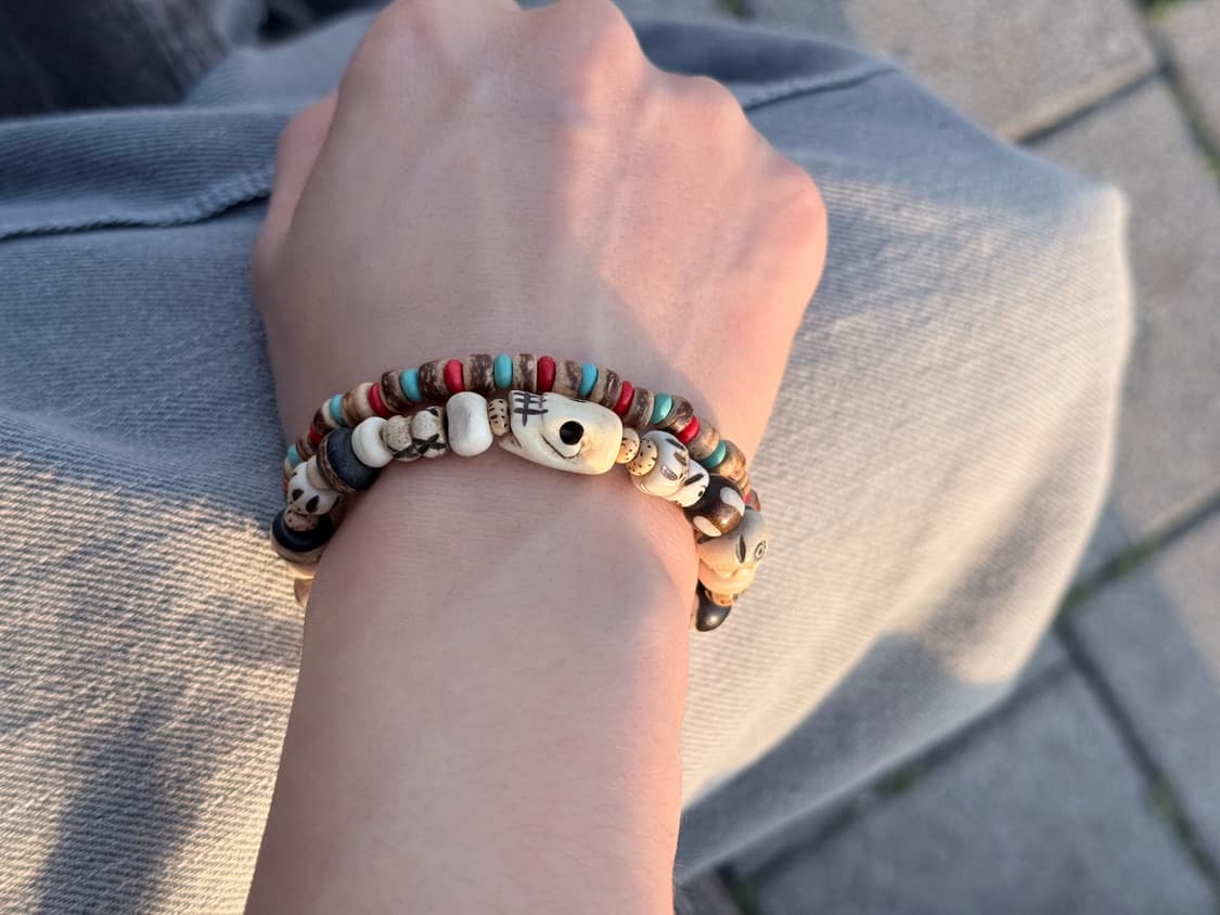 핸즈메이드 빈티지무드 우드비즈 팔찌 상품이미지3