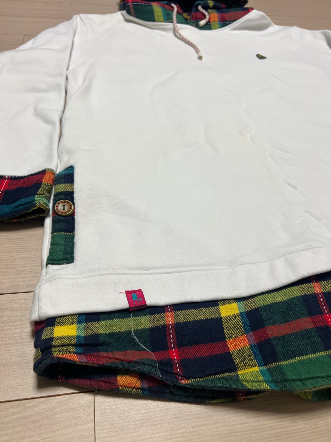 체크 레이어드 후드 맨투맨 / 보드복 이너 추천 / 캐주얼 스트릿 / L 상품이미지3