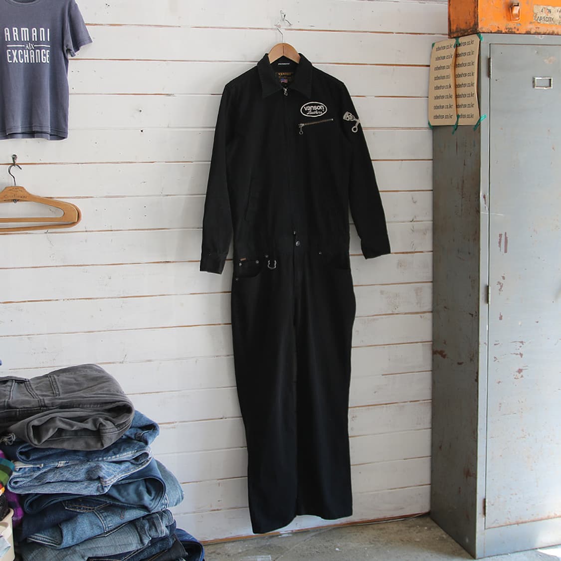 (착용컷) vanson x JACKROSE 스컬 자수 점프 수트 (3) 상품이미지1