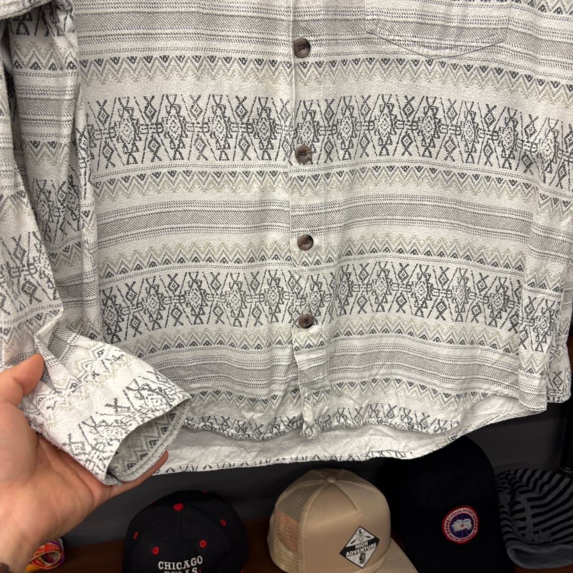 90s b.p.c 클래식스 자카드 에스닉 패턴 코튼셔츠 N1122 상품이미지4
