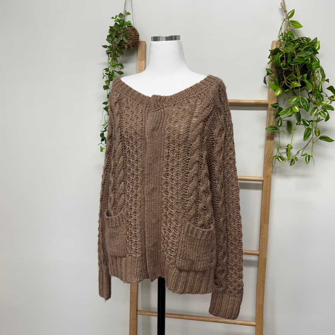 earth music 얼스뮤직/ 케이블가디건 브라운가디건 라떼가디건 상품이미지2