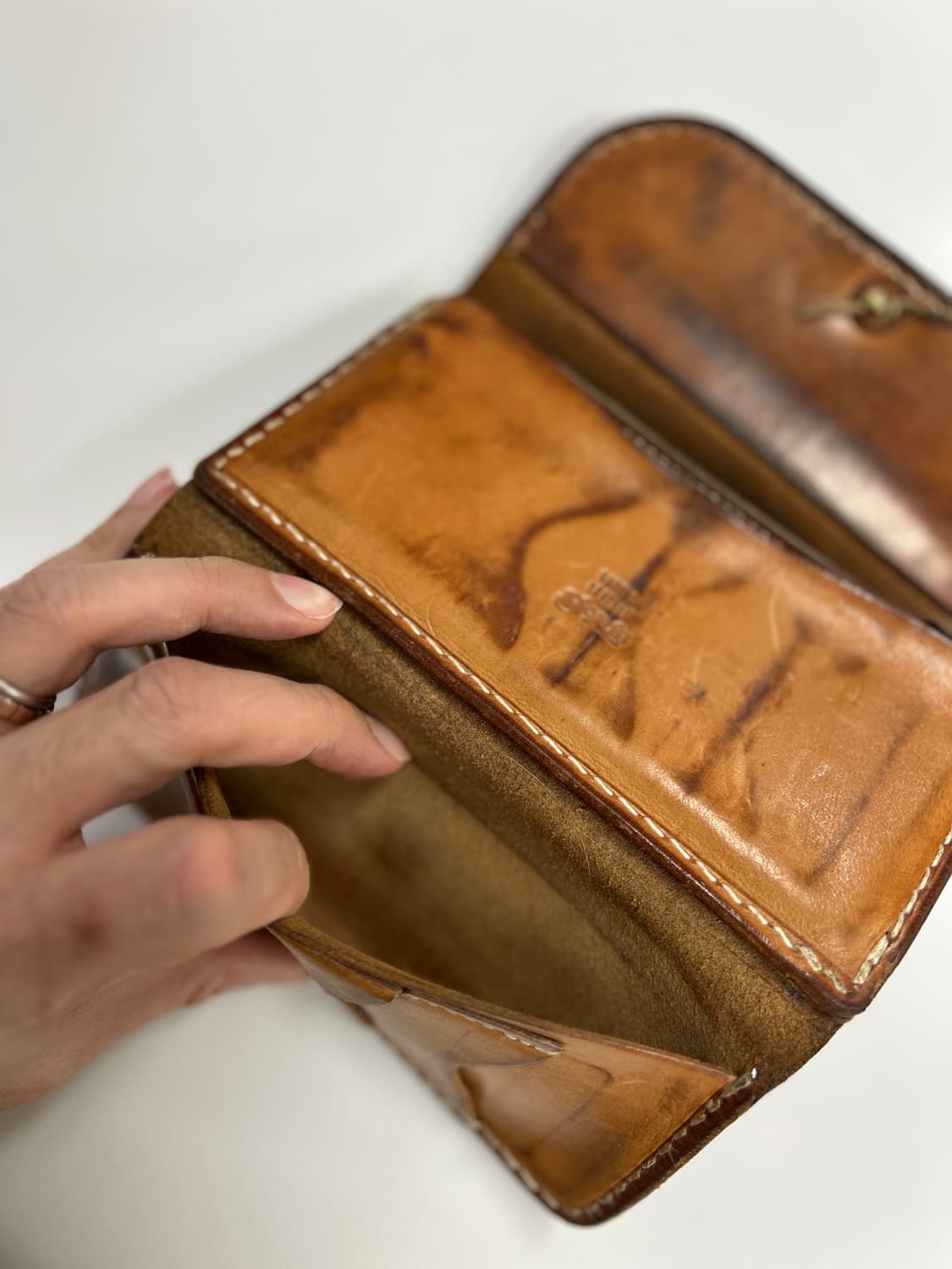 GOROS 고로스 네츄럴 브라운 새들레더 이글콘초 중지갑 상품이미지9