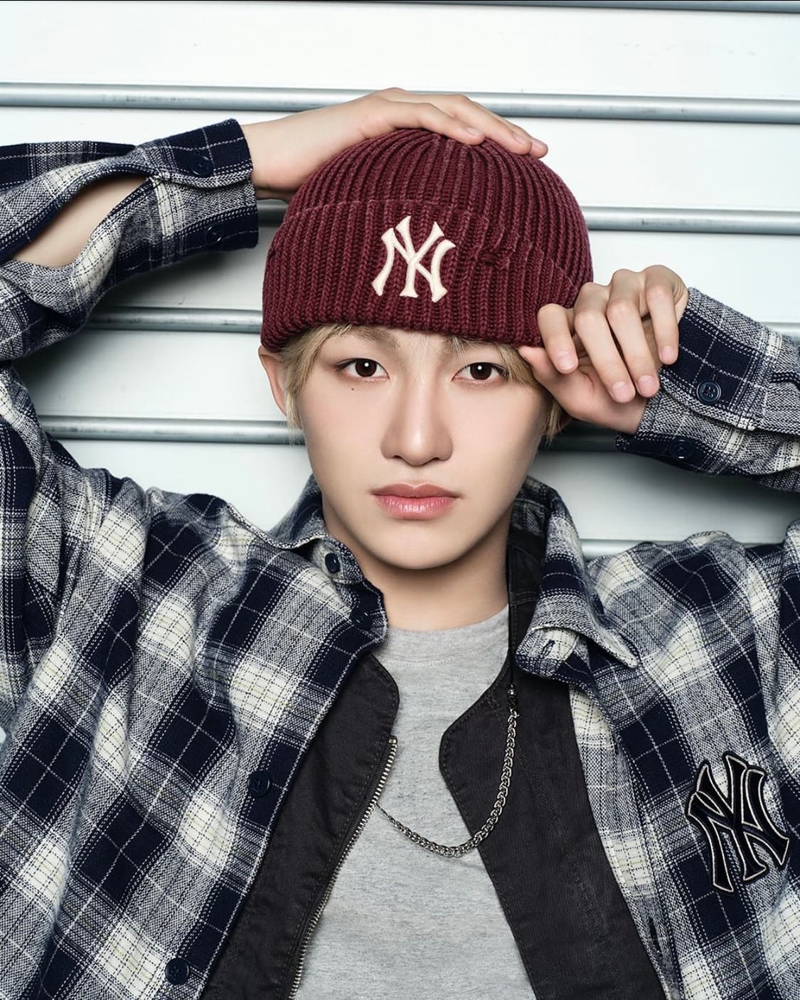 (투어스 지훈 착용) MLB 뉴욕 양키스 버건디 숏비니 상품이미지2