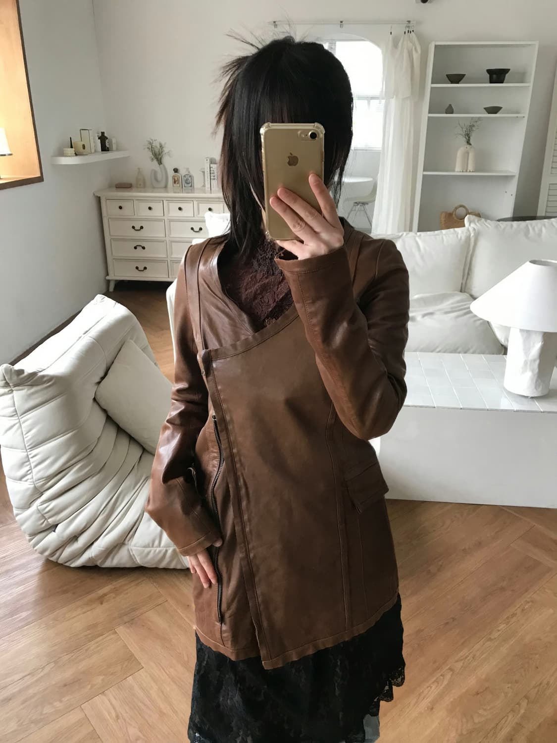 vintage brown leather jacket 상품이미지2