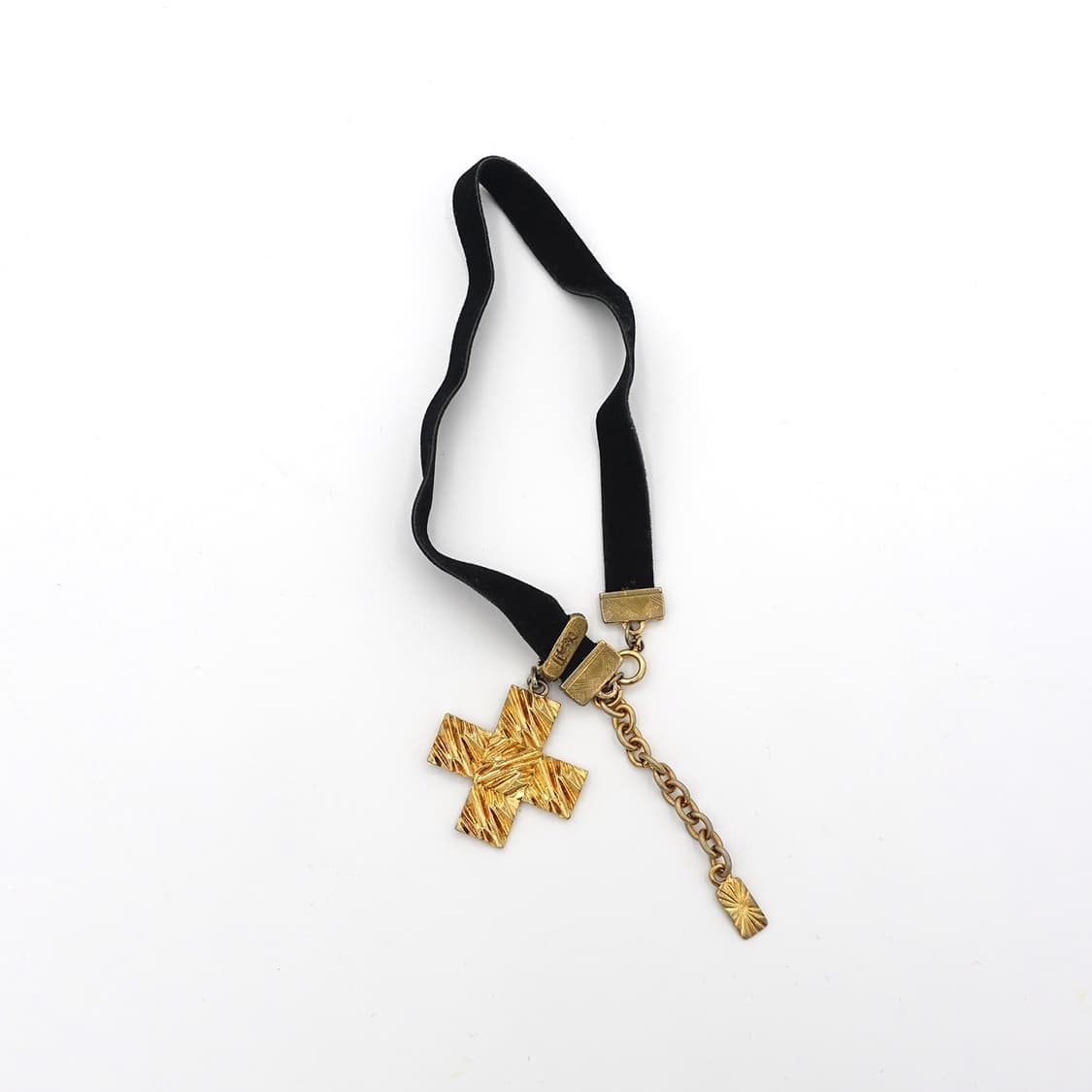 YSL 입생로랑 메탈 크로스 펜던트 초커 네클리스 상품이미지2