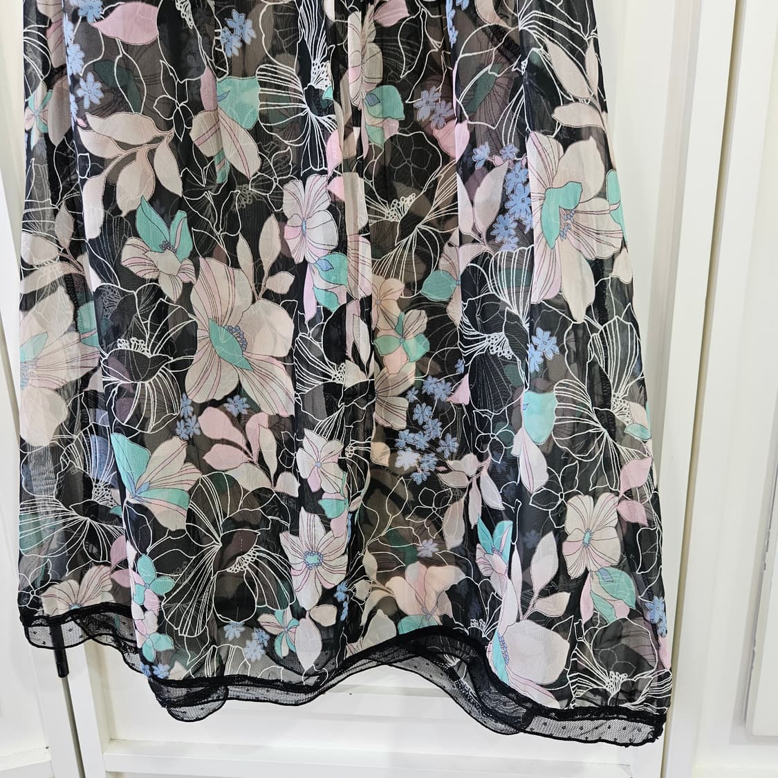 오리엔탈 플라워 쉬폰 레이스 나시 원피스 상품이미지6