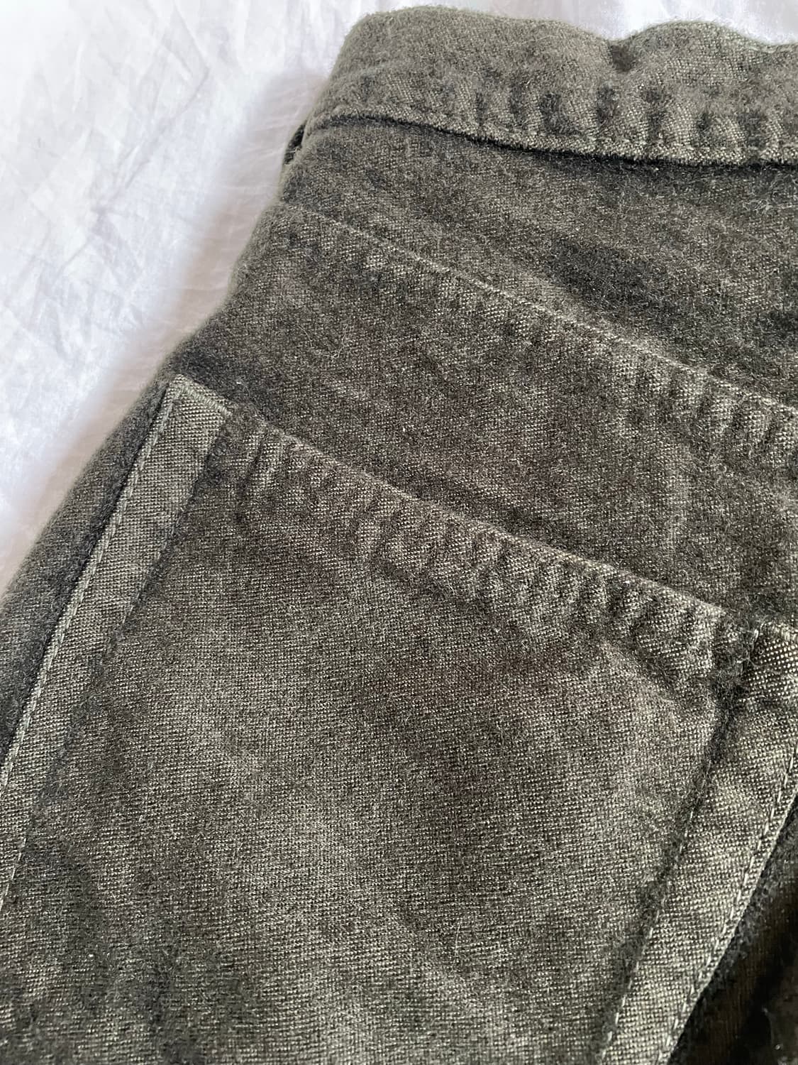     Junya Watanabe 카키 울블렌드 크롭 팬츠 상품이미지2