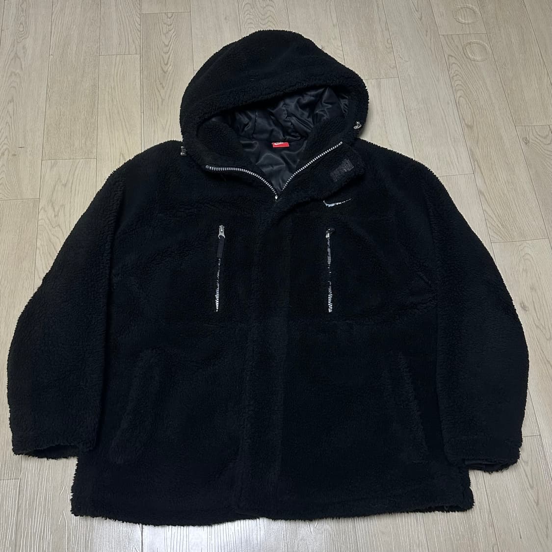 나이키 빅로고 블랙 후드 후리스 집업 상품이미지2