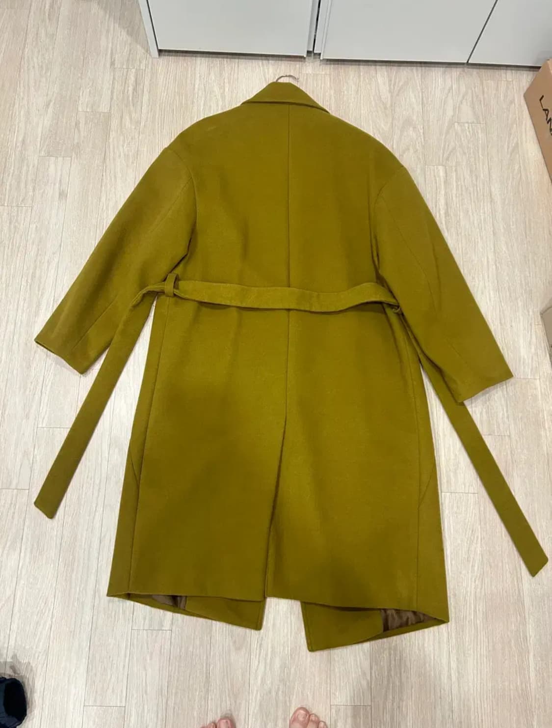 벨트 로브 싱글 코트 카키 옐로우 L 상품이미지2