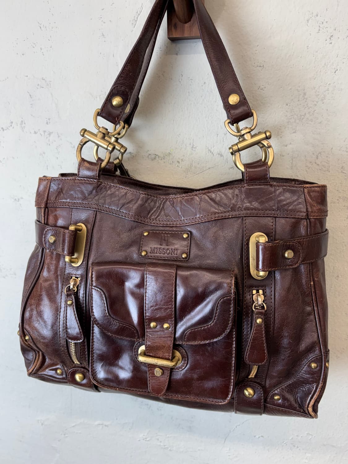 미쏘니 빈티지 웨스턴 레더 토드백 상품이미지3