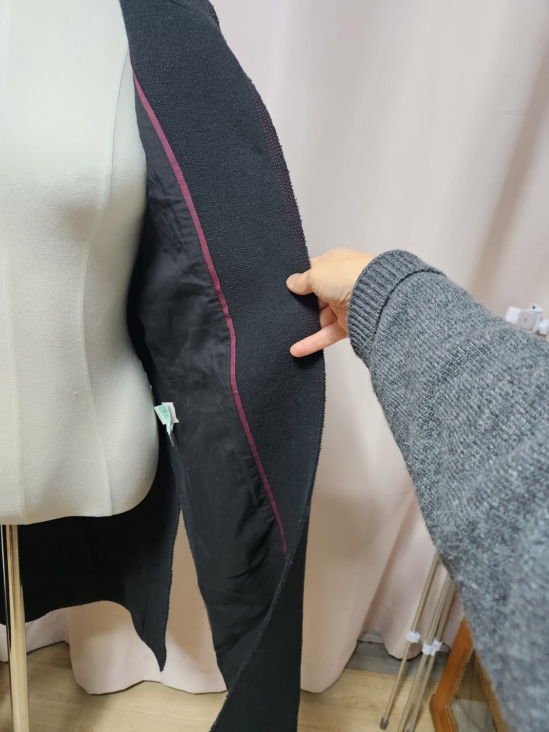 타임블랙 차이나넥 롱 코트(모+면혼방) 상품이미지5