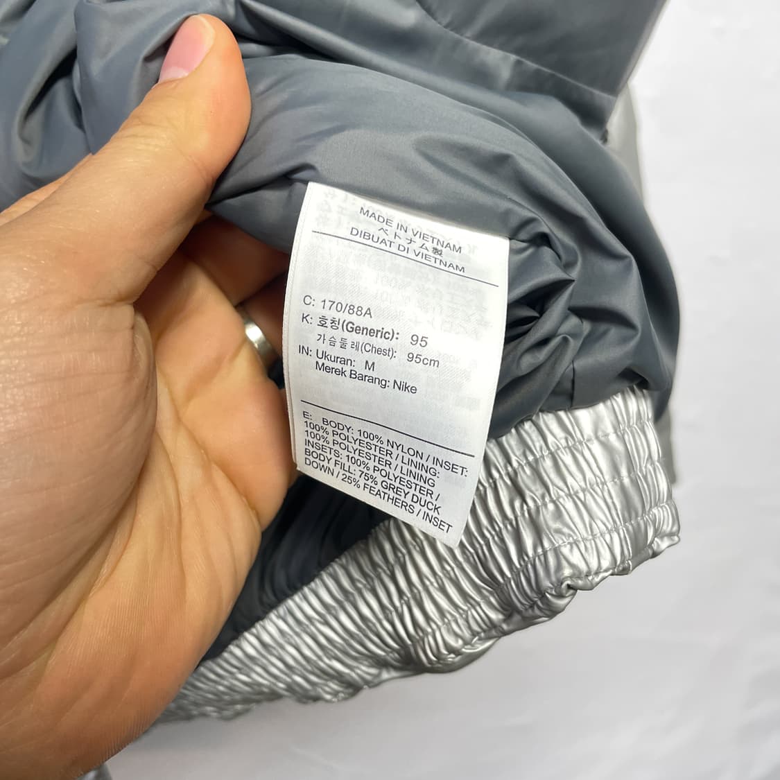 나이키 다운 필후디 재킷 실버 패딩 은갈치 상품이미지10