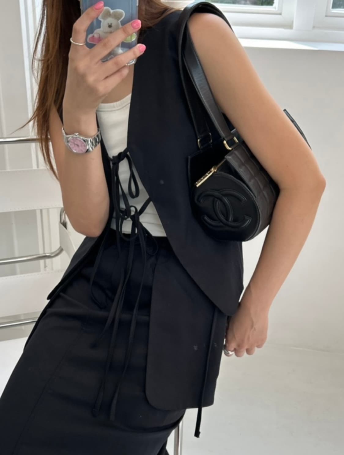 샤넬 CC로고 초코바 원통 토트백 상품이미지1