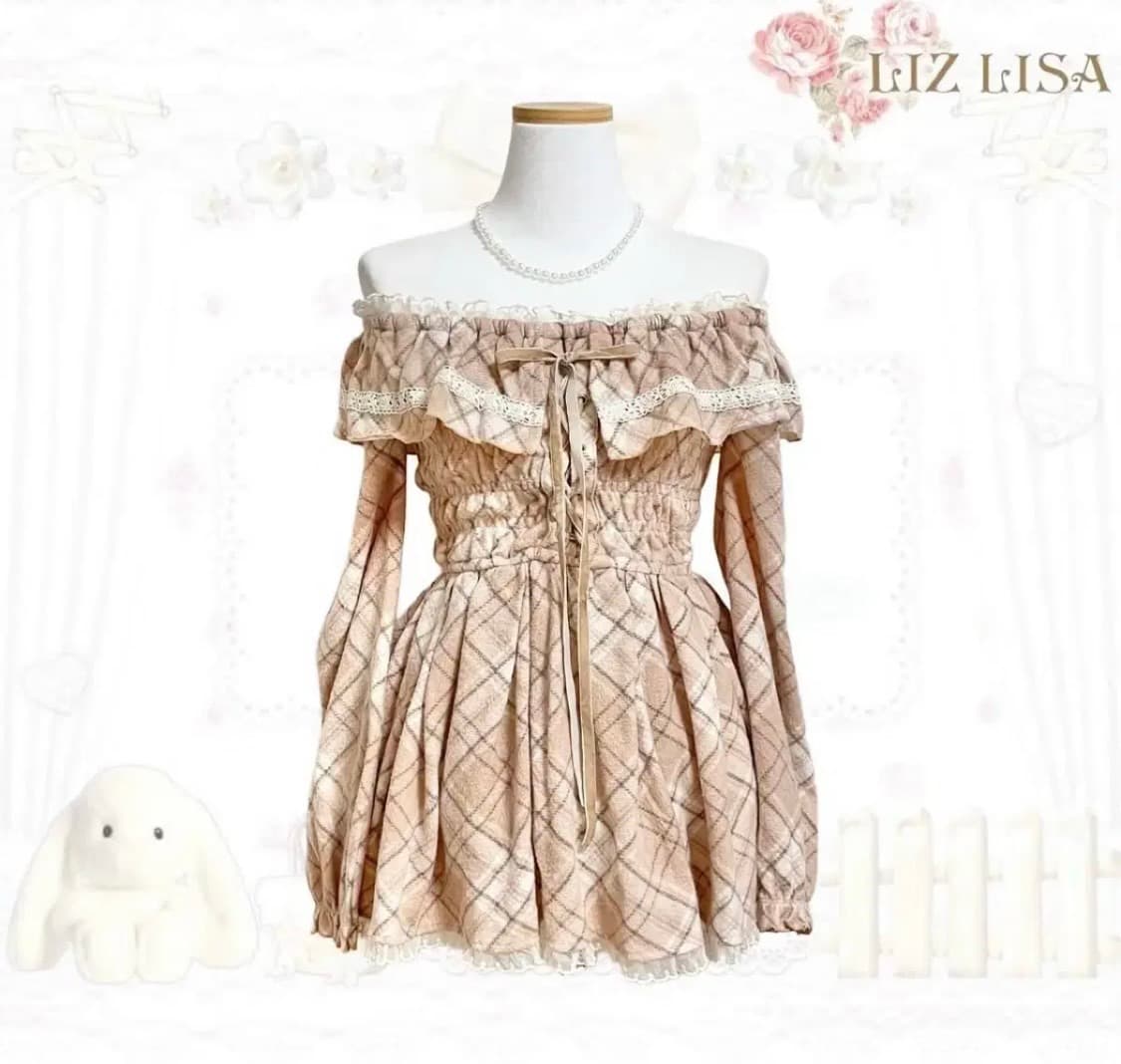 리즈리사 대장 라떼 탑 lizlisa 체크 원피스 상품이미지1