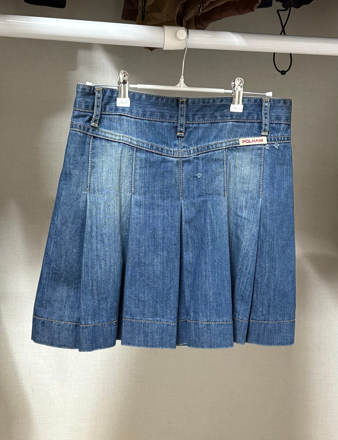 빈티지 무드 플리츠 데님 워싱 미니스커트 상품이미지2